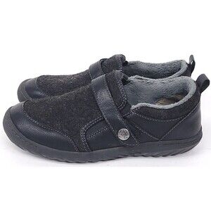 JBU Jambu Shoes Womens Size 7.5 Wool Black Faux Fur Tide Floral Flat Memory Foam